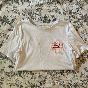 Coquette H&M Heartbreaker Pink and White T-Shirt